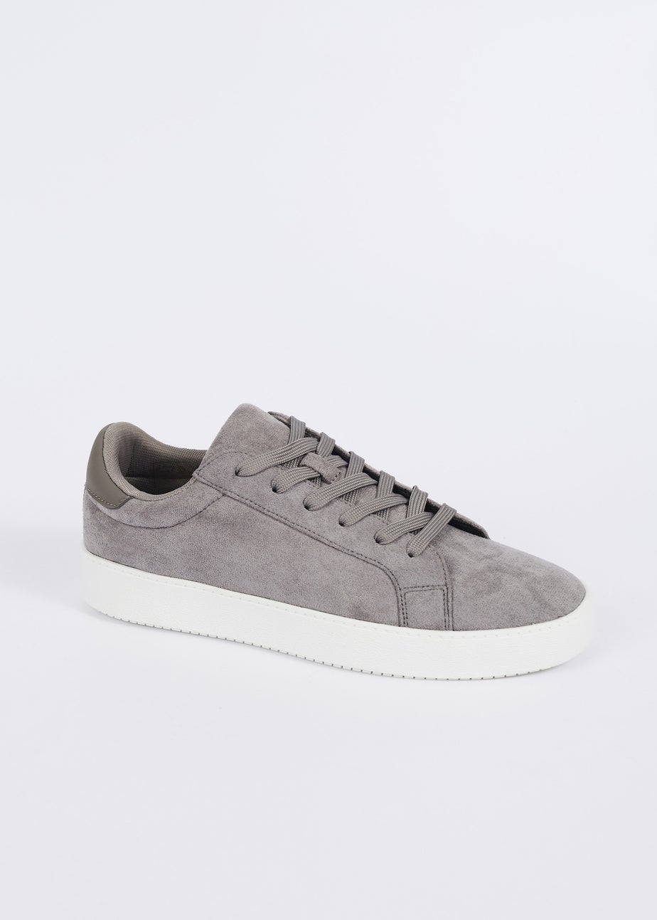 Brave Soul Grey Faux Suede Trainers with Contrast Sole