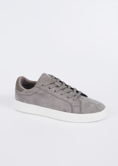 Brave Soul Grey Faux Suede Trainers with Contrast Sole