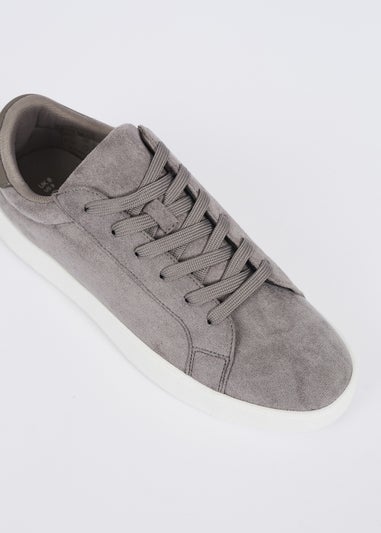 Brave Soul Grey Faux Suede Trainers with Contrast Sole