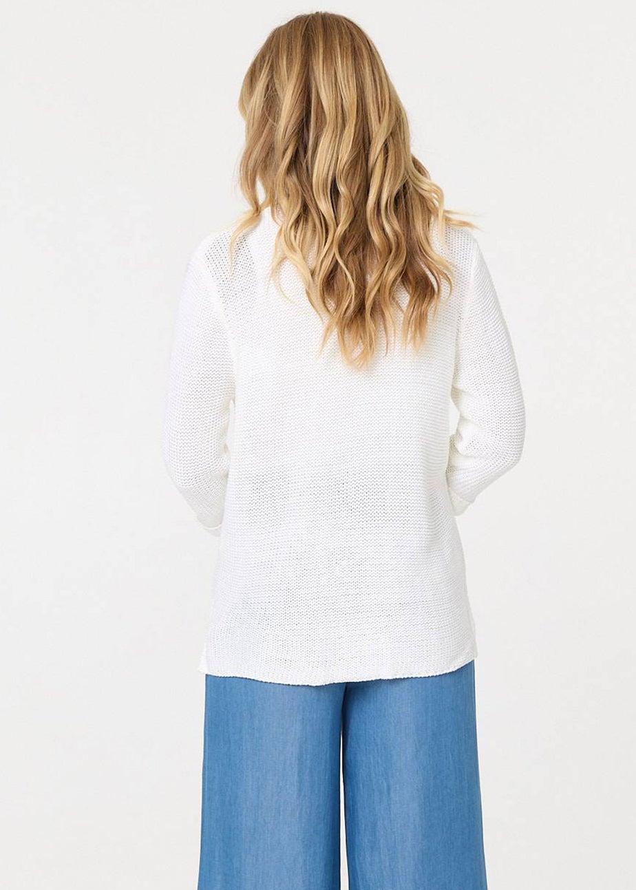 Izabel London White Mesh Texture 3/4 Sleeve Relaxed Top