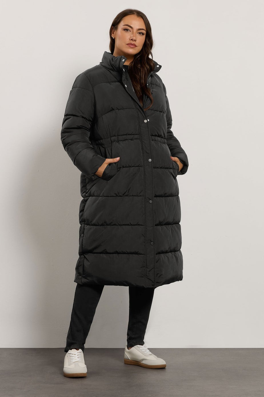 Evans Curve Black Maxi Puffer Coat