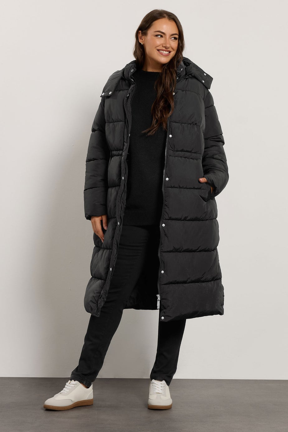 Evans Curve Black Maxi Puffer Coat