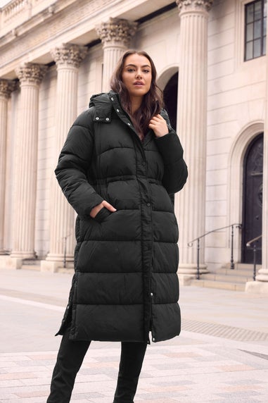 Evans Curve Black Maxi Puffer Coat