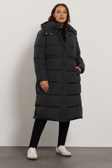 Evans Curve Black Maxi Puffer Coat