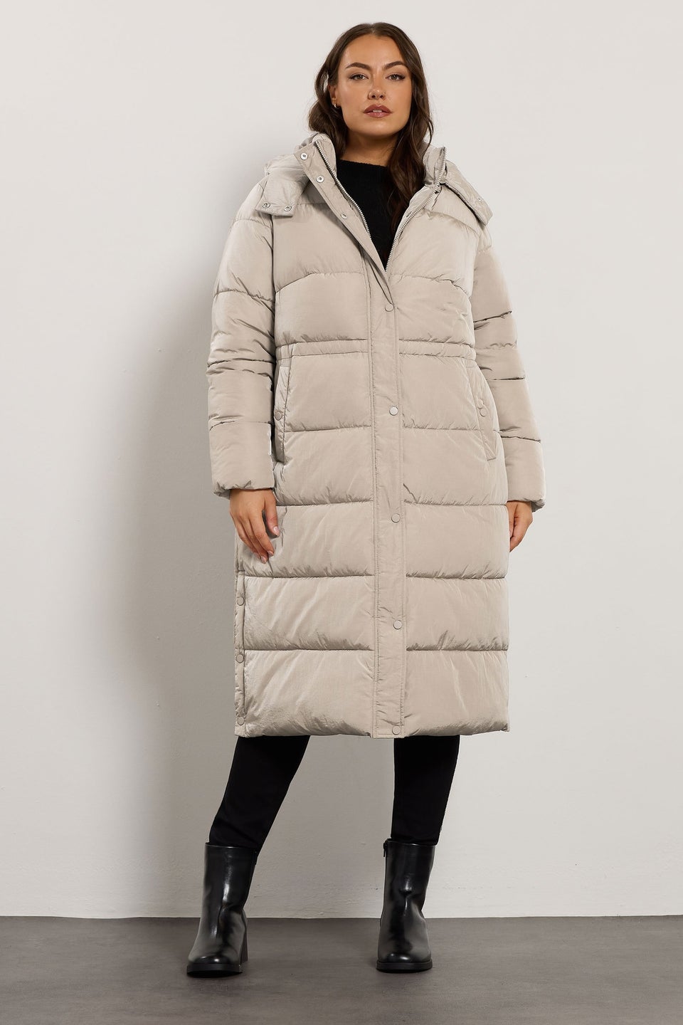 Evans Curve Natural Brown Maxi Puffer Coat