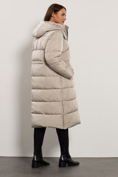 Evans Curve Natural Brown Maxi Puffer Coat