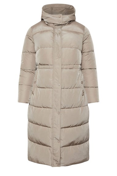 Evans Curve Natural Brown Maxi Puffer Coat