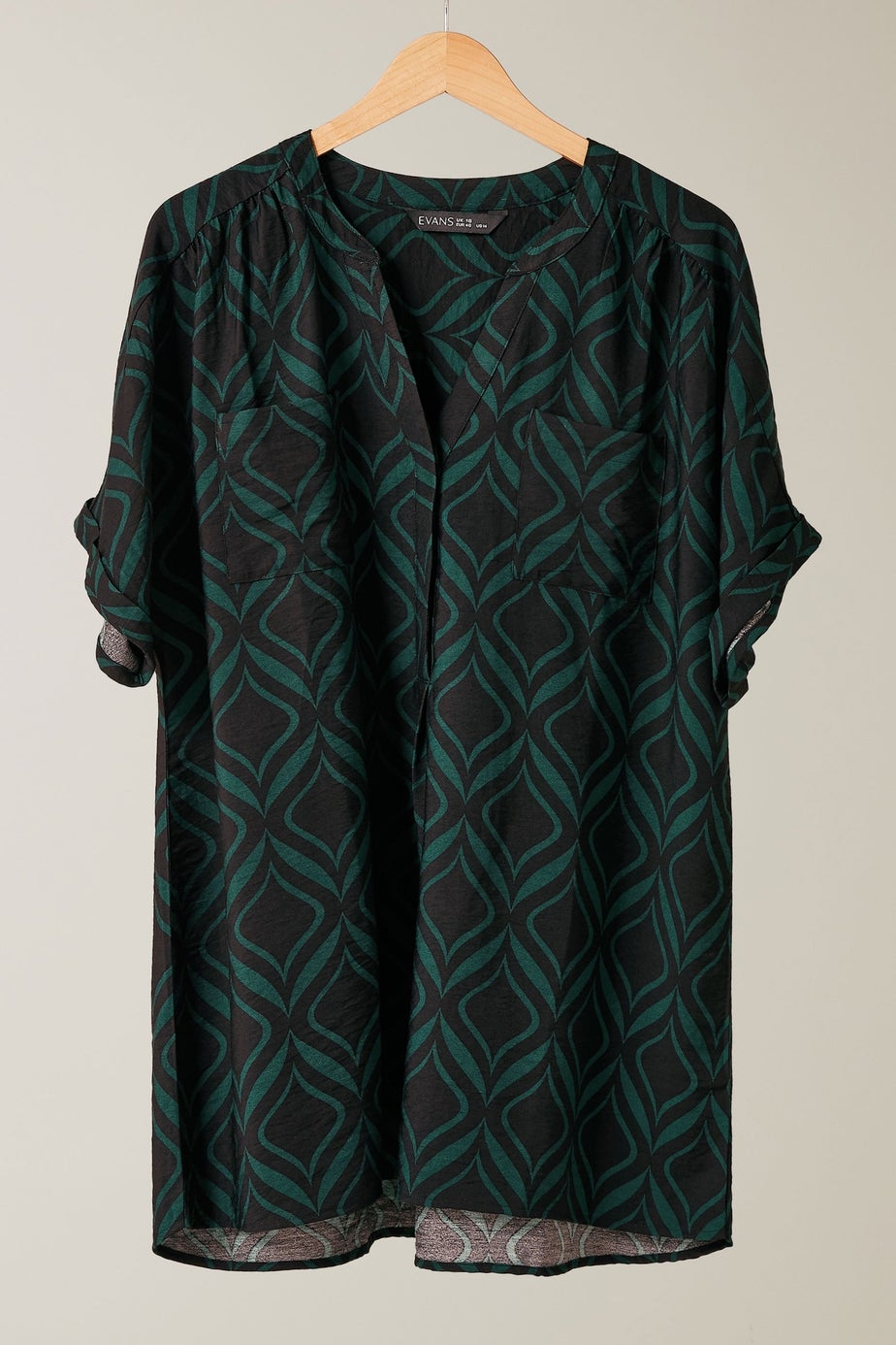 Evans Curve Black & Green Geometric Overhead Utility Shirt