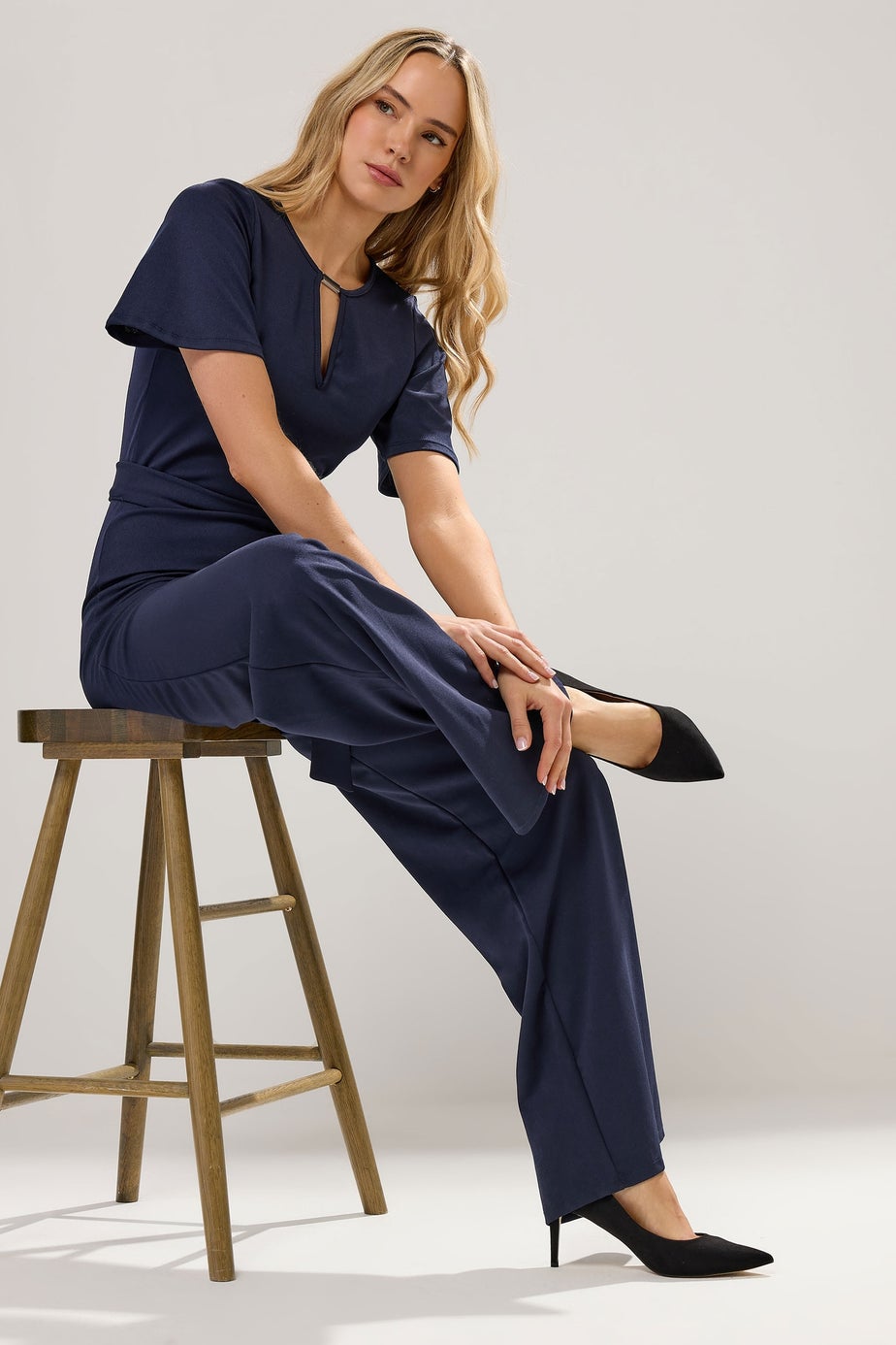 Long Tall Sally Navy Blue Keyhole Jumpsuit