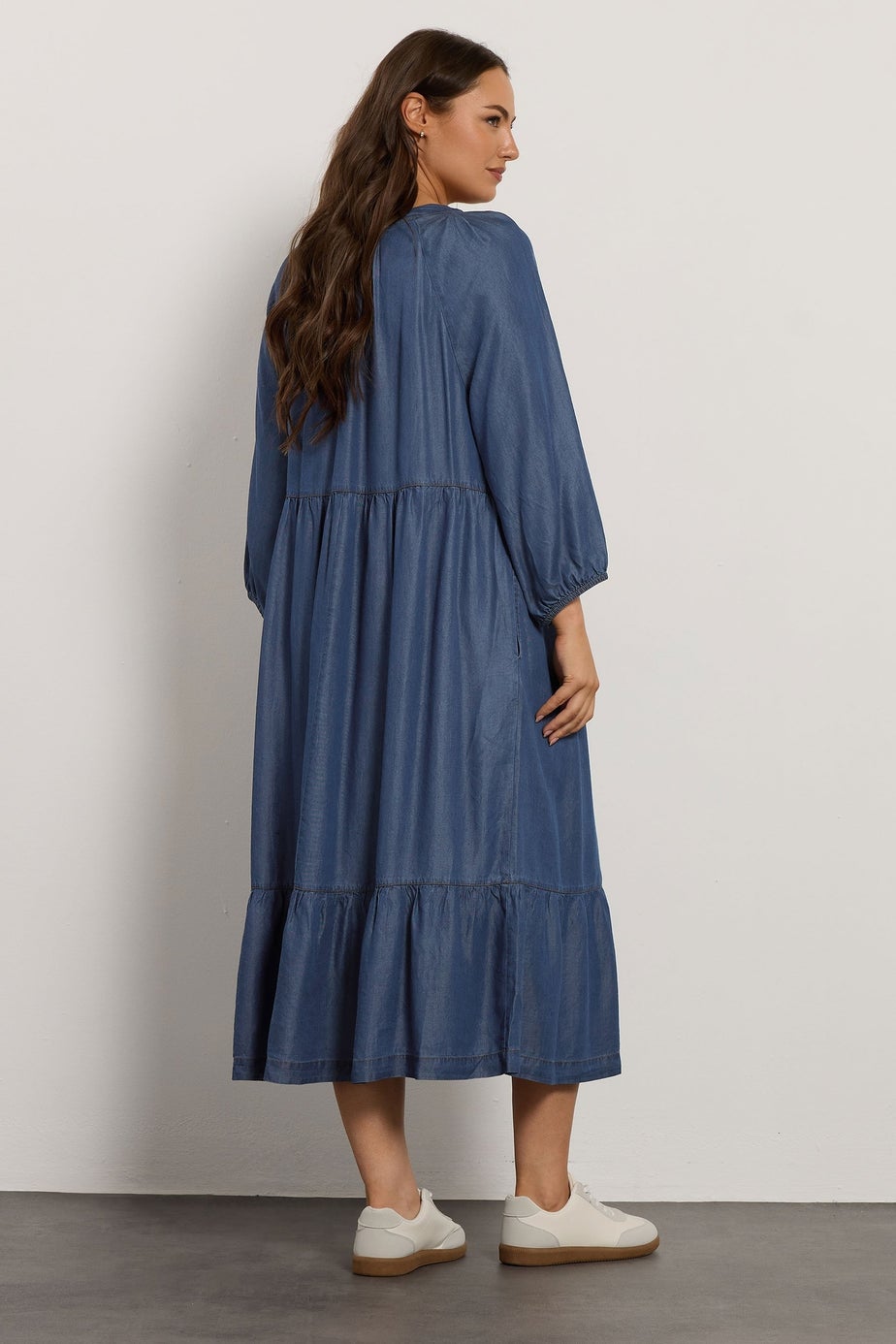 Evans Curve Blue Lyocell Denim Dress