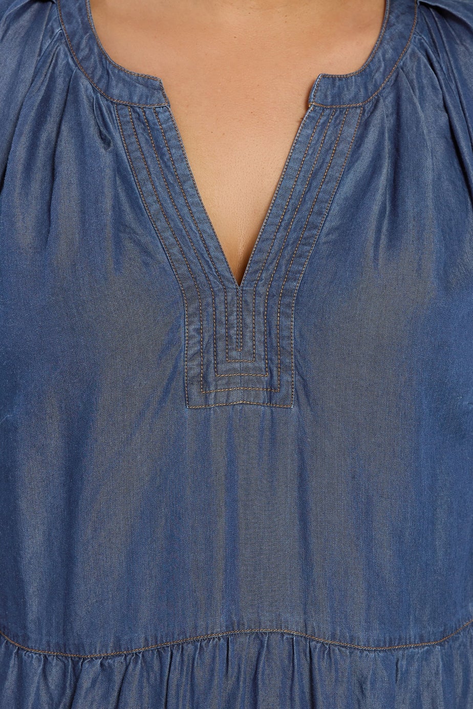 Evans Curve Blue Lyocell Denim Dress