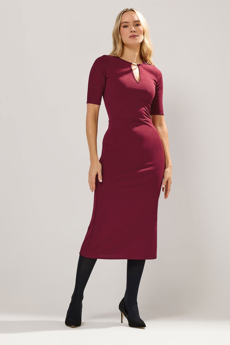 Long Tall Sally Red Keyhole Midi Dress