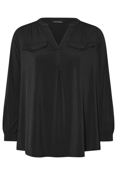 Evans Curve Black Notch Neck Utility Shirt