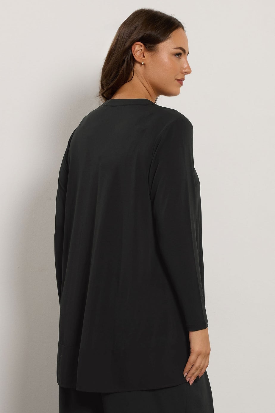 Evans Curve Black Chiffon Hem Blouse