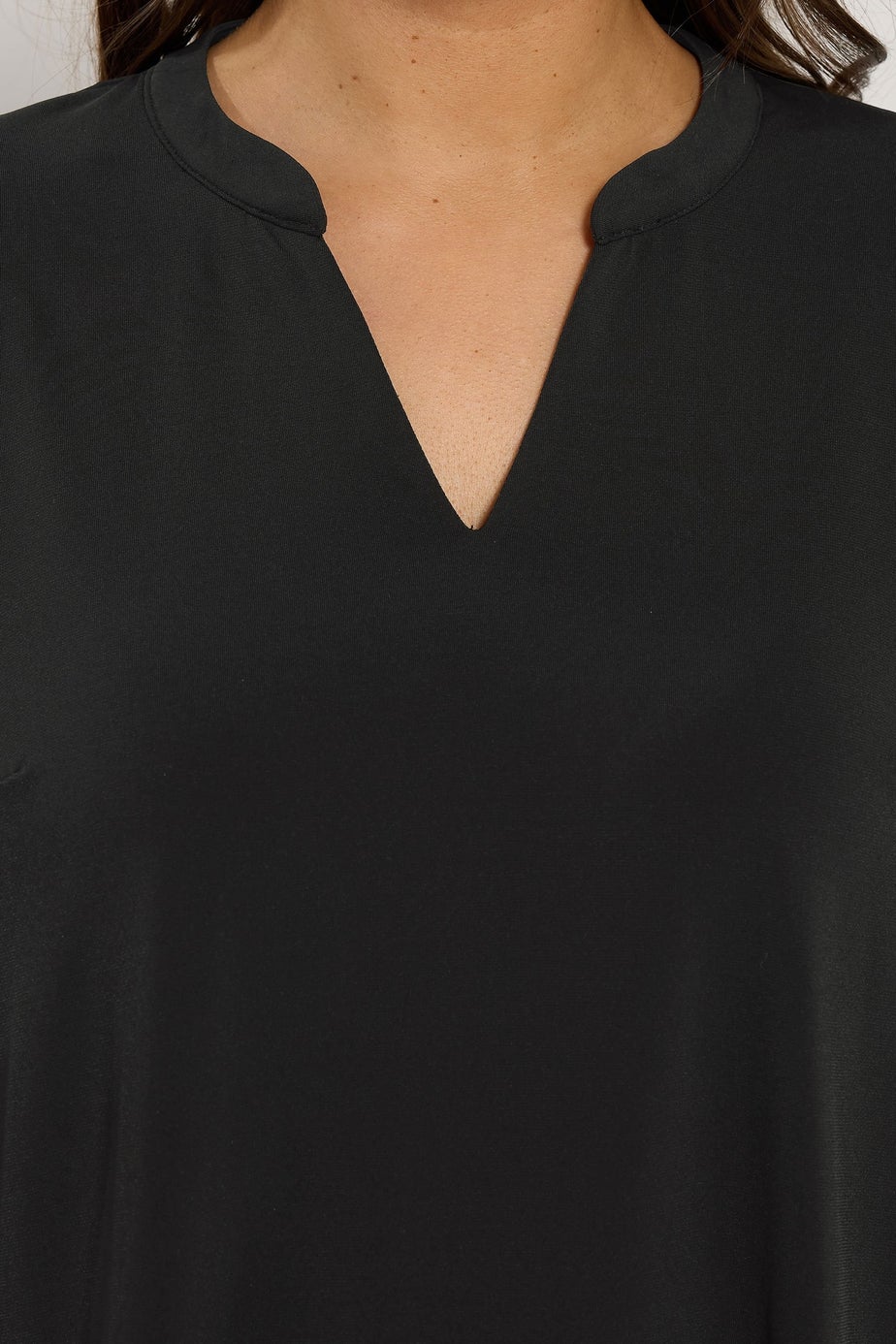 Evans Curve Black Chiffon Hem Blouse