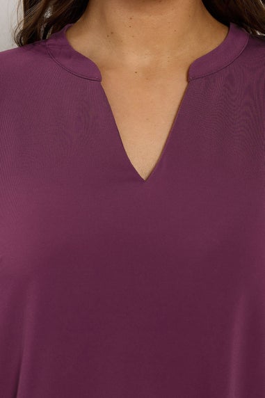 Evans Curve Purple Chiffon Hem Blouse