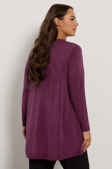 Evans Curve Purple Chiffon Hem Blouse