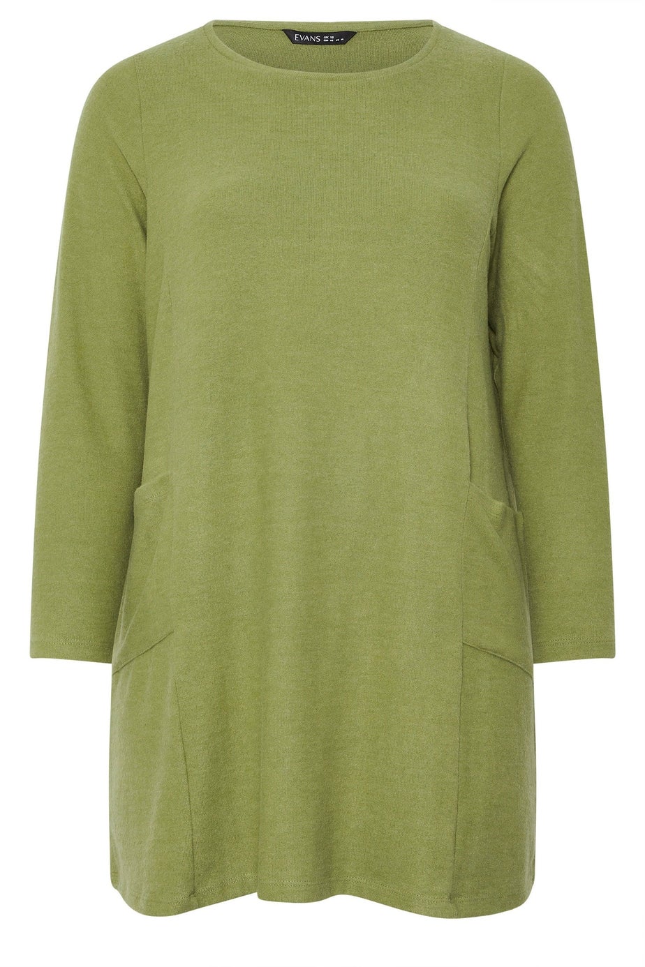 Evans Curve Green Pocket Front Tunic Jumper