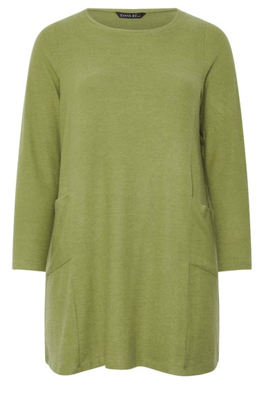 Evans Curve Green Pocket Front Tunic Jumper
