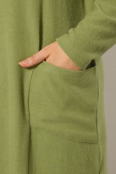 Evans Curve Green Pocket Front Tunic Jumper