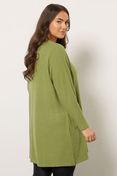 Evans Curve Green Pocket Front Tunic Jumper