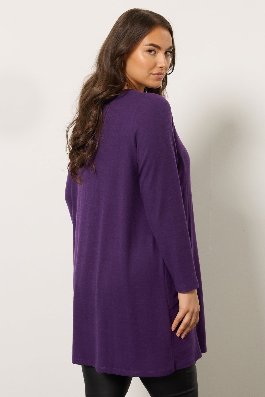 Evans Curve Purple Pocket Front Tunic Jumper