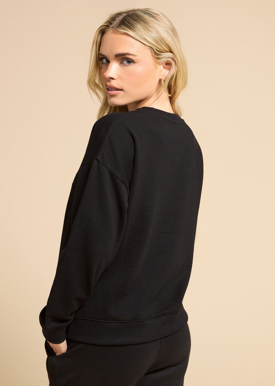 PixieGirl Petite Black 'Apres Ski' Slogan Sweatshirt