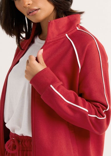 PixieGirl Petite Red Contrast Piping Zip Sweatshirt