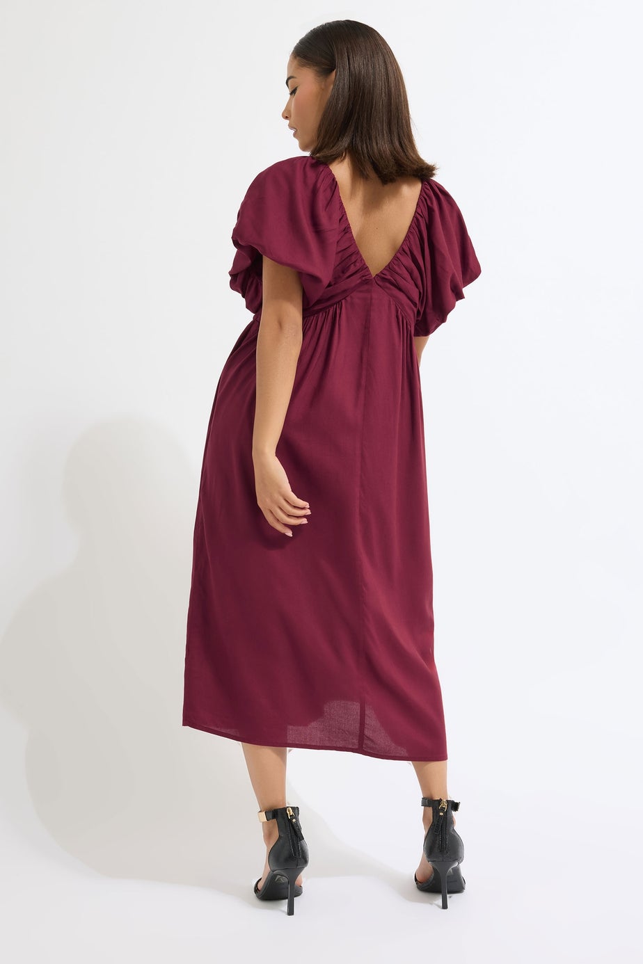 PixieGirl Petite Burgundy Red Velvet Bow Mini Dress