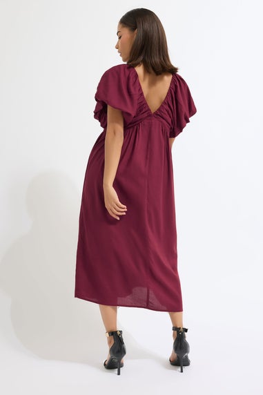 PixieGirl Petite Burgundy Red Velvet Bow Mini Dress