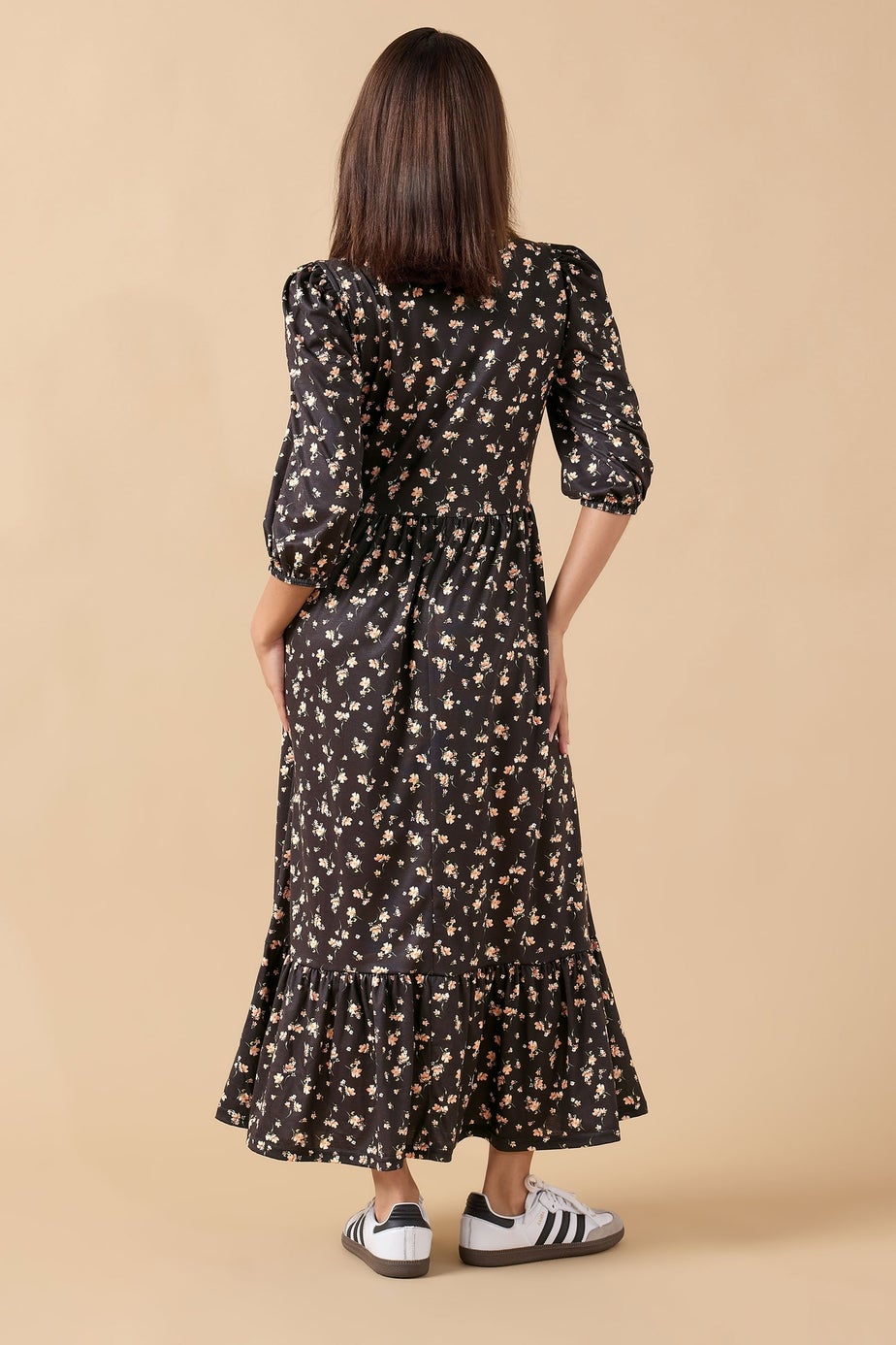 PixieGirl Petite Black Ditsy Tiered Hemline Dress