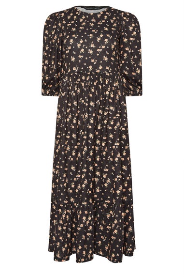PixieGirl Petite Black Ditsy Tiered Hemline Dress