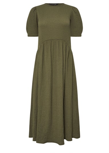 PixieGirl Petite Olive Green Textured Midi Dress