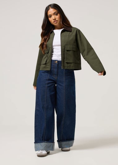 PixieGirl Petite Green Cord Collar Barn Jacket