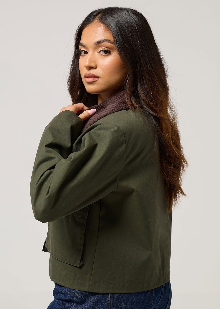 PixieGirl Petite Green Cord Collar Barn Jacket