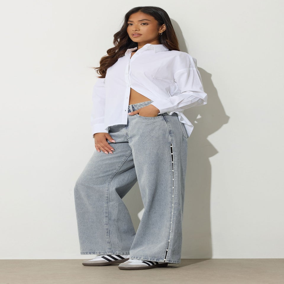 PixieGirl Petite Light Blue Pearl Detail Jeans