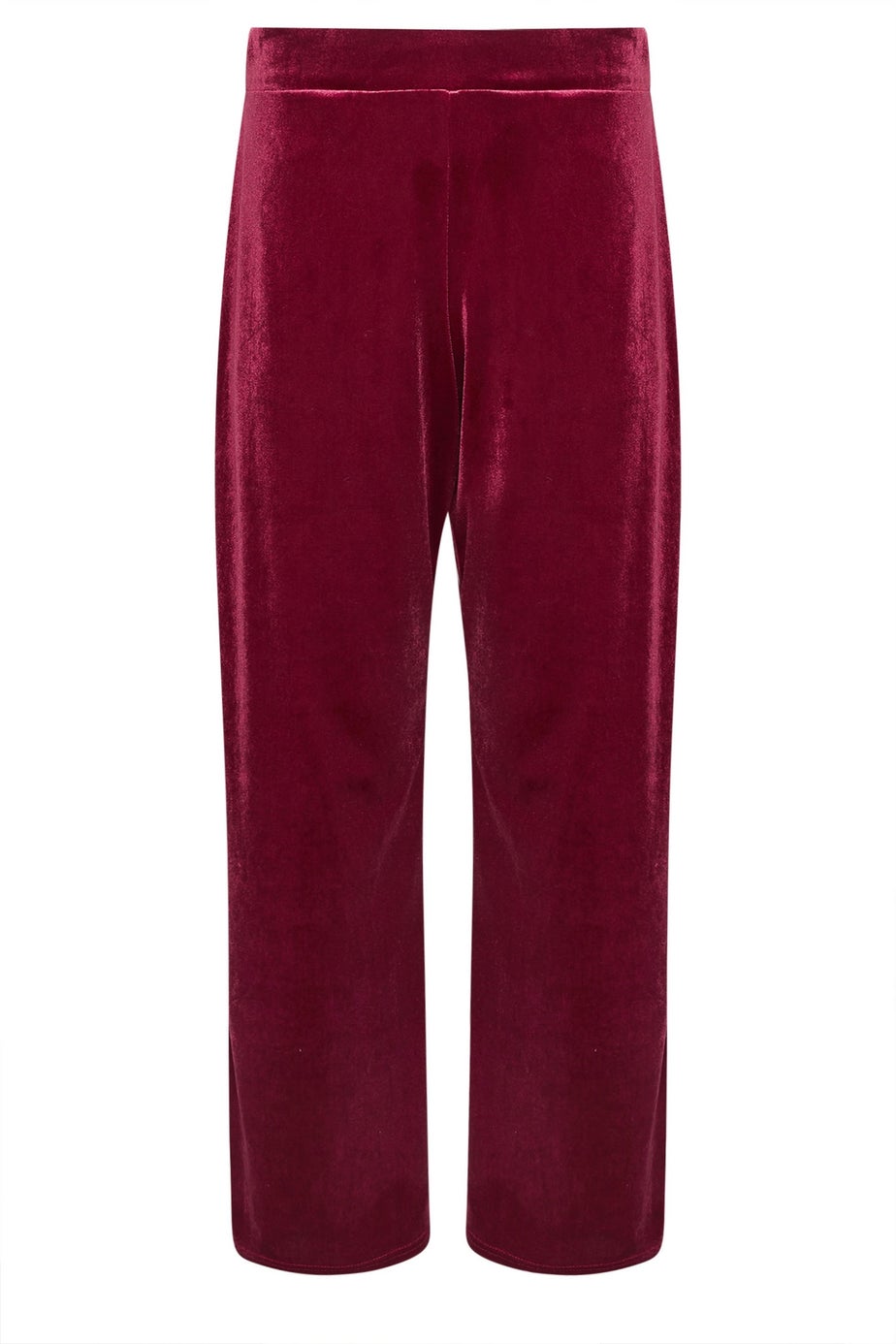 PixieGirl Petite Burgundy Red Velour Wide Leg Trousers