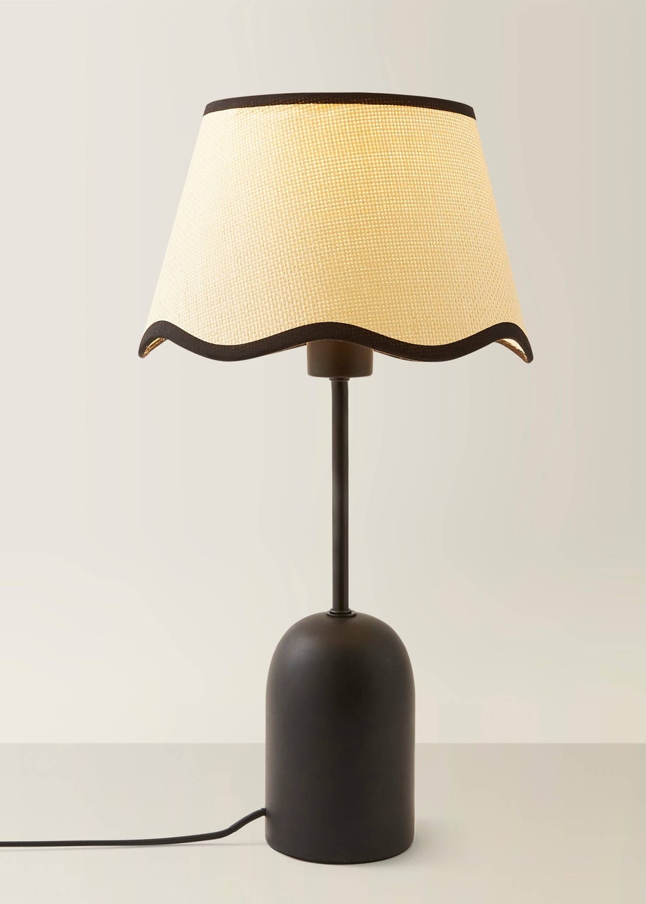 ValueLights Kaiden Black Dome Table Lamp with Scallop Trim Shade