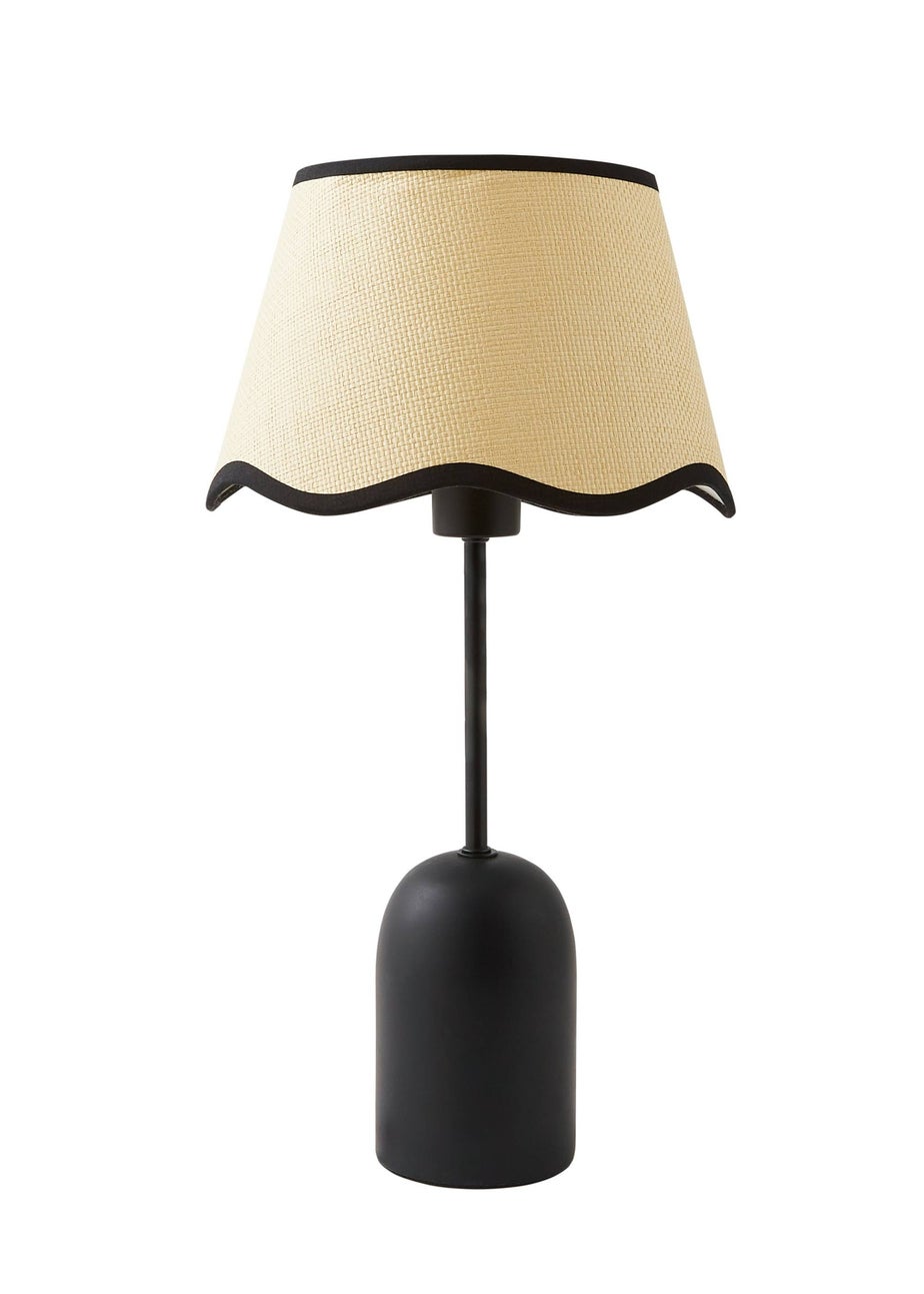 ValueLights Kaiden Black Dome Table Lamp with Scallop Trim Shade