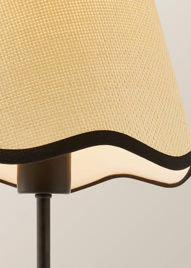 ValueLights Kaiden Black Dome Table Lamp with Scallop Trim Shade