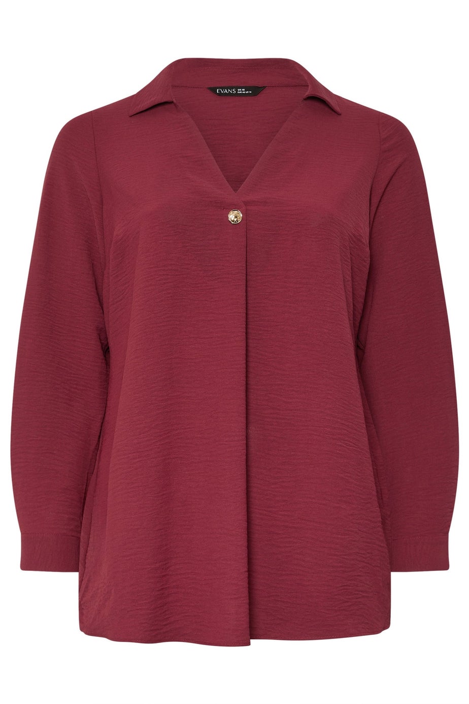 Evans Curve Red Button Detail Pleat Front Blouse