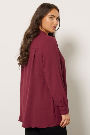 Evans Curve Red Button Detail Pleat Front Blouse