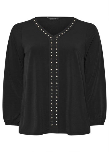 Evans Curve Black Stud Detail Top