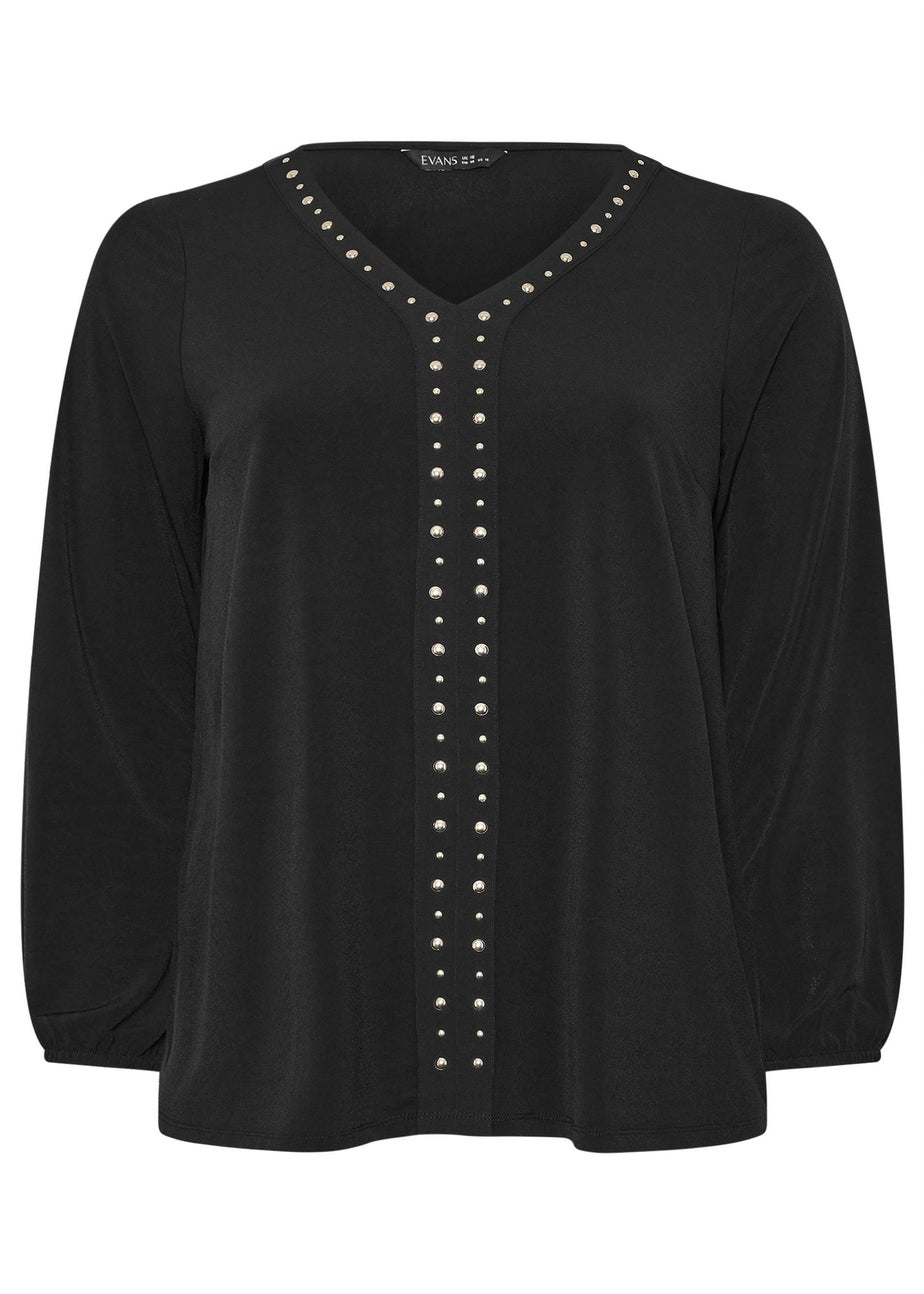 Evans Curve Black Stud Detail Top
