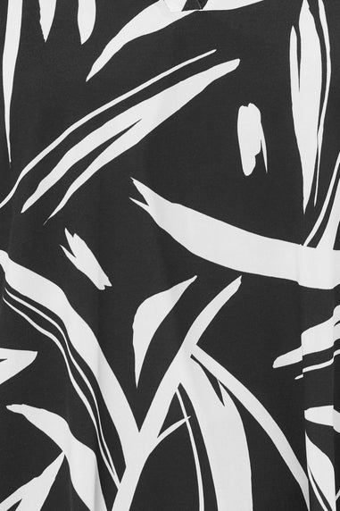 Evans Curve Black Abstract Print Notch Neck Jersey Blouse