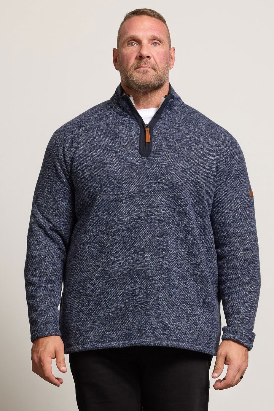 BadRhino Navy Blue Sherpa Lined Quarter Zip Jumper