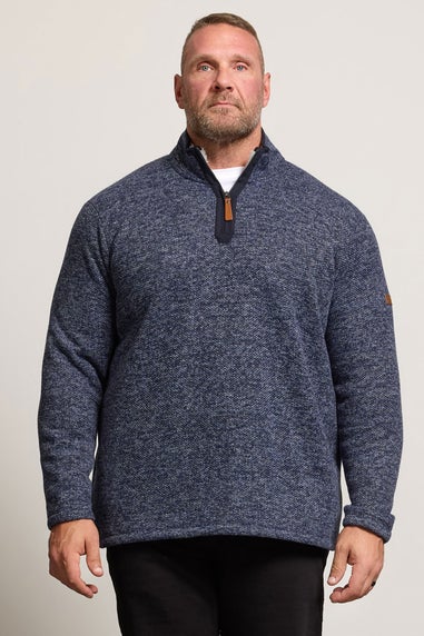 BadRhino Navy Blue Sherpa Lined Quarter Zip Jumper