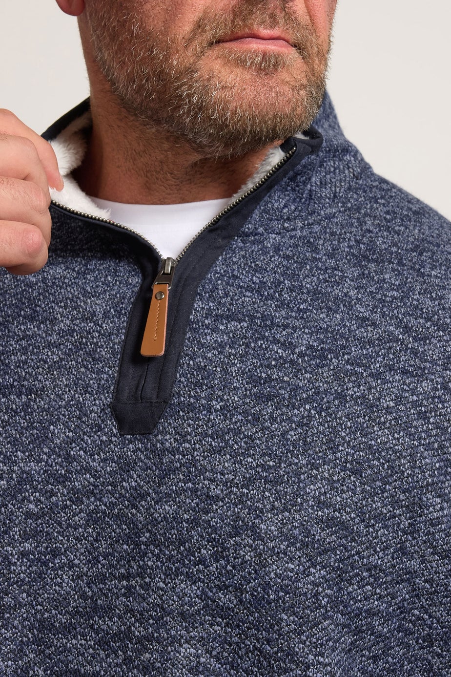 BadRhino Navy Blue Sherpa Lined Quarter Zip Jumper