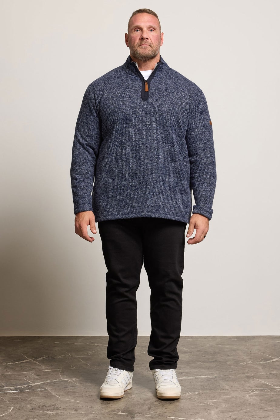 BadRhino Navy Blue Sherpa Lined Quarter Zip Jumper