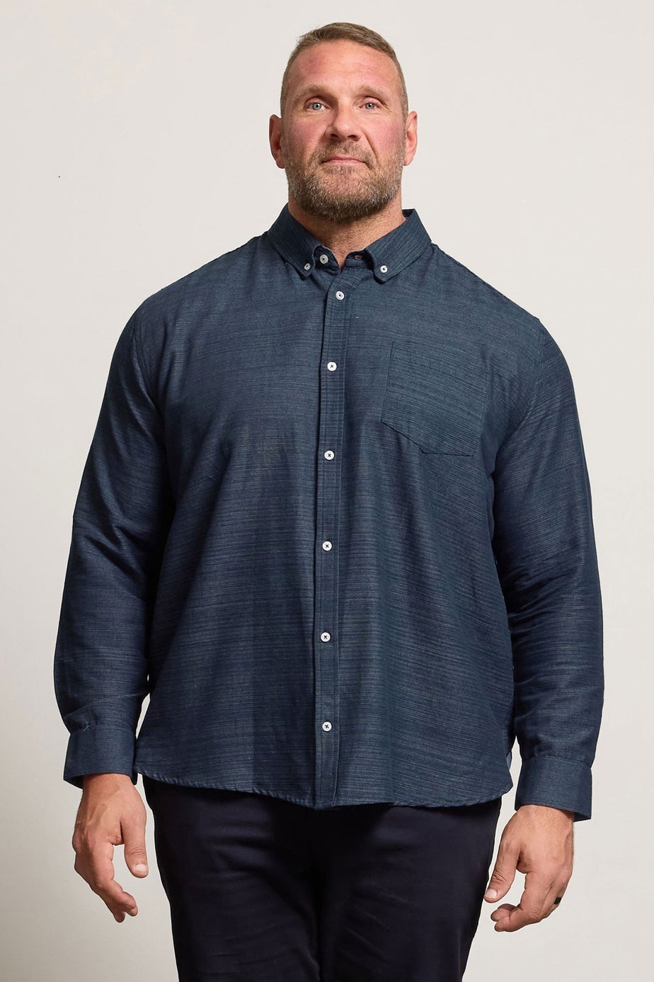 BadRhino Navy Blue Long Sleeve Slub Shirt